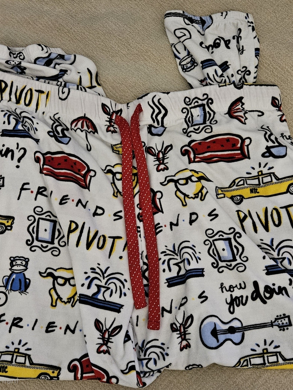 Friends The Television Series Friends Icon Print Sleep Jogger Pajama Pants White